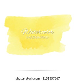 beautiful abstract yellow watercolor art hand paint on white background,brush textures for logo.There is a place for text.Perfect stroke design for headline.luxury boutique Illustrations.