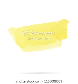 beautiful abstract yellow watercolor art hand paint on white background,brush textures for logo.There is a place for text.Perfect stroke design for headline.luxury boutique Illustrations.
