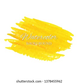 beautiful abstract yellow watercolor art hand paint on white background,brush textures for logo.There is a place for text.Perfect stroke design for headline.luxury boutique Illustrations.