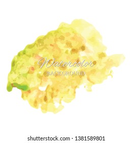 beautiful abstract yellow watercolor art hand paint on white background,brush textures for logo.There is a place for text.Perfect stroke design for headline.luxury boutique Illustrations.