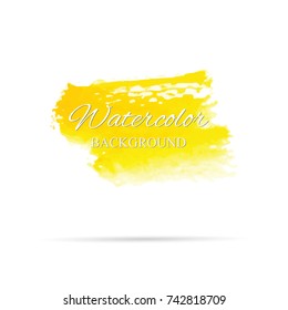beautiful abstract yellow watercolor art hand paint on white background, brush textures for logo.There is a place for text. Perfect stroke design for headline. luxury boutique Illustrations.