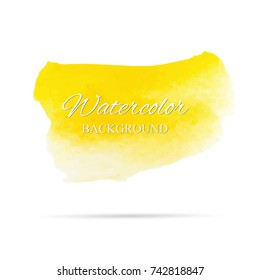 beautiful abstract yellow watercolor art hand paint on white background, brush textures for logo. There is a place for text. Perfect stroke design for headline. luxury boutique Illustrations.