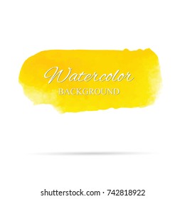 beautiful abstract yellow watercolor art hand paint on white background, brush textures for logo. There is a place for text. Perfect stroke design for headline. luxury boutique Illustrations.