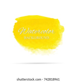 beautiful abstract yellow watercolor art hand paint on white background, brush textures for logo. There is a place for text. Perfect stroke design for headline. luxury boutique Illustrations.