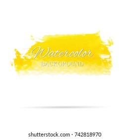 beautiful abstract yellow watercolor art hand paint on white background, brush textures for logo. There is a place for text. Perfect stroke design for headline. luxury boutique Illustrations.