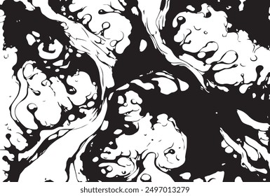 Beautiful abstraction of liquid paints in slow blending flow mixing together gently