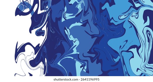 Beautiful abstraction of liquid paints in slow blending flow mixing together gently