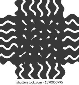 Beautiful abstraction with unusual square elements. Background with crossed waves and straight lines. Vector illustration