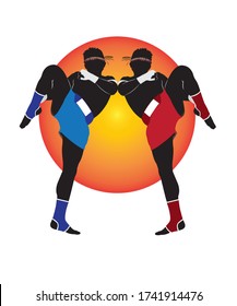 Beautiful action Illustration of a Muay Thai 