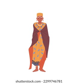 Beautiful adult African woman dressed in traditional clothes and headwear vector illustration