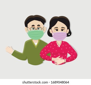 Beautiful Adult Couple Wearing Medical Masks