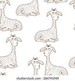 Beautiful adult Giraffe looking at us, illustration on white