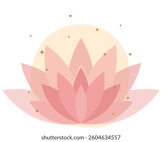 Beautiful aesthetic decorative lotus. Harmony balance visualization. Symbol of mindfulness, meditation and yoga