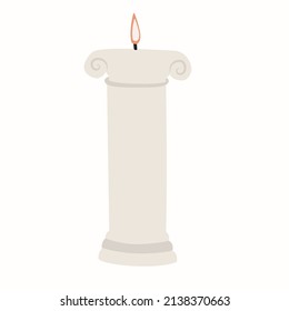 beautiful aesthetic lighted candle, for decoration and comfort in the house. Vector illustration of a wax candle