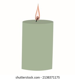 beautiful aesthetic lighted candle, for decoration and comfort in the house. Vector illustration of a wax candle