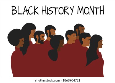 Beautiful african american crowd of people profiles. Black history month concept. 