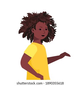 beautiful african american girl cute child female cartoon character portrait vector illustration