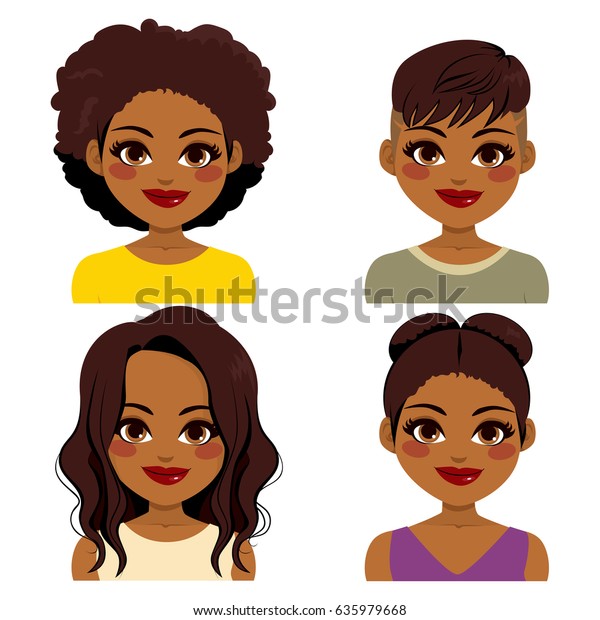 Beautiful African American Pretty Girl Different Stock Vector (royalty 