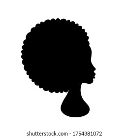 Beautiful African American Woman Face Profile Silhouette on white background. Beautiful afro girl head side view. Vector Illustration.