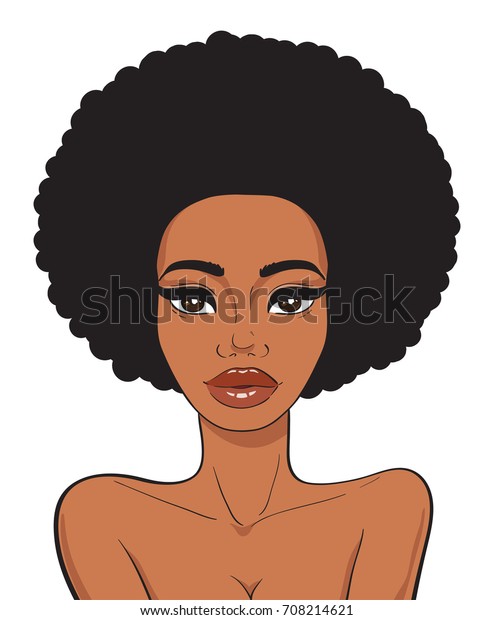 白い背景にアフリカ系の美しい女性の顔とアフロヘアのポップアート漫画スタイル 美人とファッション アフリカの女の子 のベクター画像素材 ロイヤリティフリー