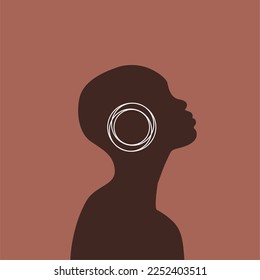 Beautiful African American woman in profile. Black beauty concept. Vector Illustration of Black Woman.