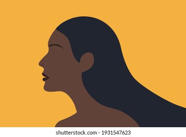 Beautiful african american woman side view face vector illustration