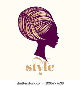 Beautiful African American woman with sophisticated hairstyle.Vector illustration.