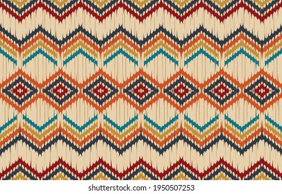 Beautiful African Ethnic abstract ikat art. Seamless pattern in tribal,folk embroidery,and Mexican style.Aztec geometric art ornament print.Design for carpet,wallpaper, clothing,wrapping,fabric,cover