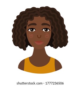 Beautiful African woman. Beautiful Black woman. Vector illustration isolated on white background. Portrait. Vector flat illustration. 