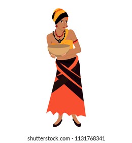 Beautiful African  woman in ethnic headdress. Vector illustration.