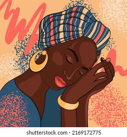 Beautiful African woman portrait. ethnic girl Vector illustration