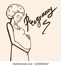 Beautiful African woman pregnant illustration 