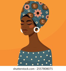 beautiful  african woman in traditional clothing flat vector illustration