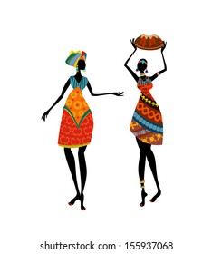 Beautiful African Woman Traditional Costume Stock Vector (Royalty Free ...