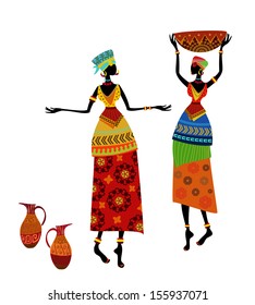 Silhouette African Girl Which Carries Basket Stock Vector (Royalty Free ...