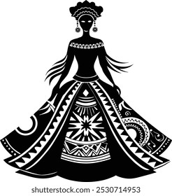  Beautiful African woman  vector silhouette