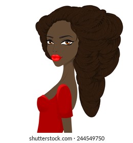 Beautiful african-american girl. Vector illustration