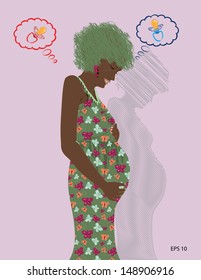 Beautiful African-American pregnant women