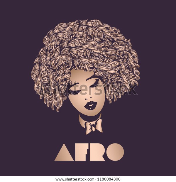 Beautiful Africanamerican Woman Afro Curly Hairstyle Stock Vector