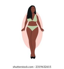 Beautiful African-American woman in underwear on white backgroun