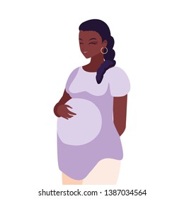 beautiful afro pregnancy woman character