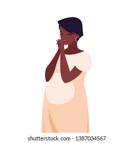 beautiful afro pregnancy woman character