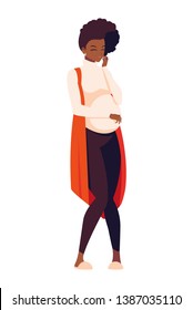 beautiful afro pregnancy woman character