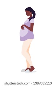 beautiful afro pregnancy woman character