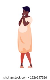 beautiful afro pregnancy woman character vector illustration design