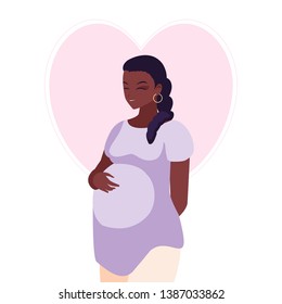 beautiful afro pregnancy woman in heart character