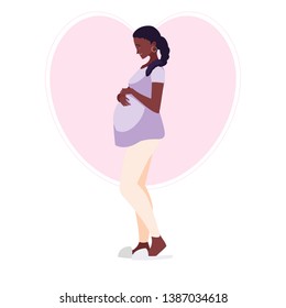 beautiful afro pregnancy woman in heart character