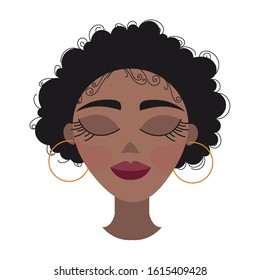 beautiful afro woman head avatar character vector illustration design