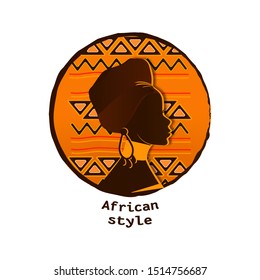 Beautiful afro women silhouette isolated on the colorful ethnic background.