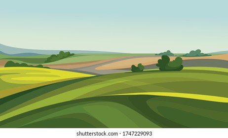 Beautiful agricultural fields. Summer nature scenery.